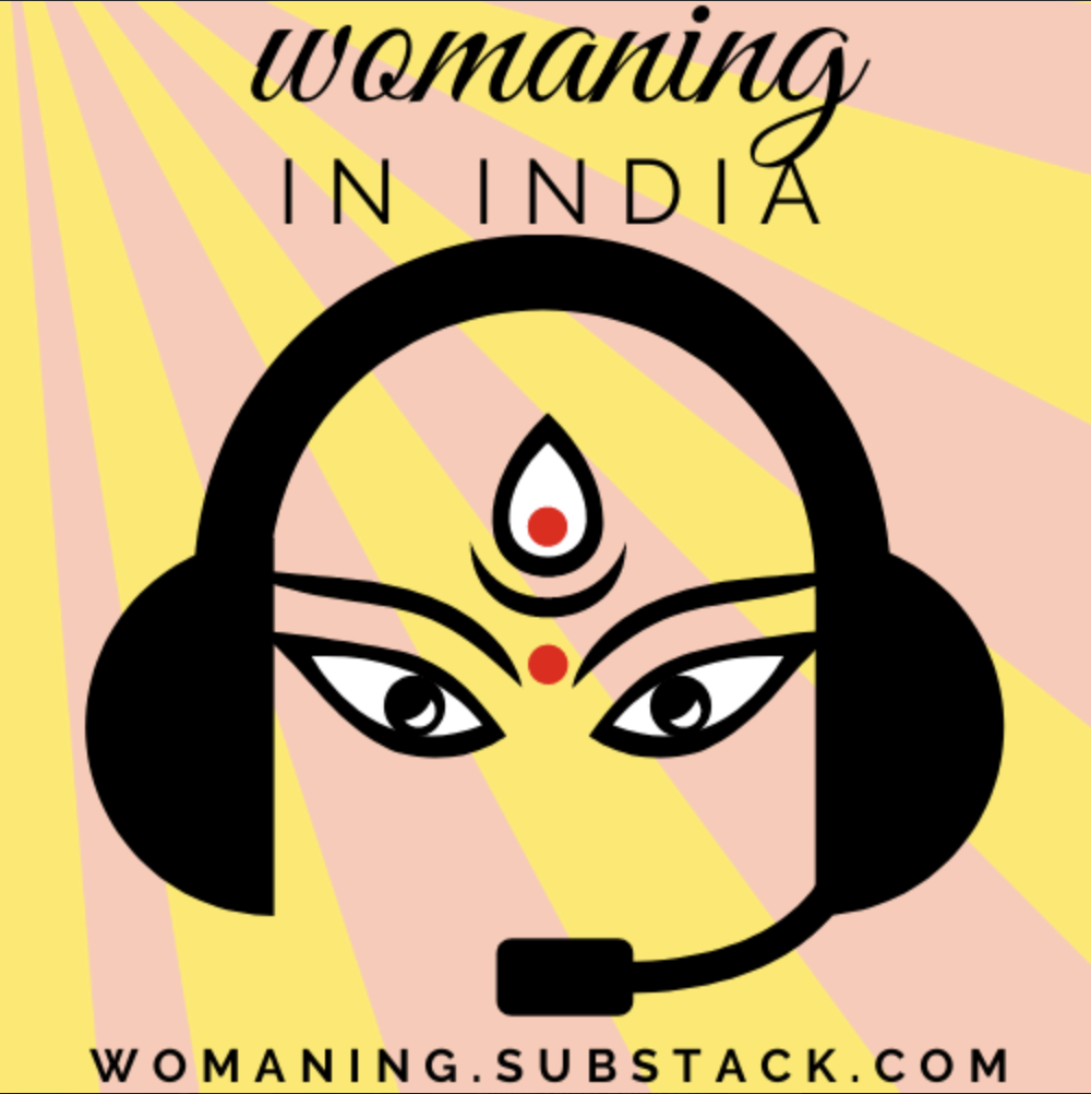 Womaning in India blog cover - has the logo in headphones