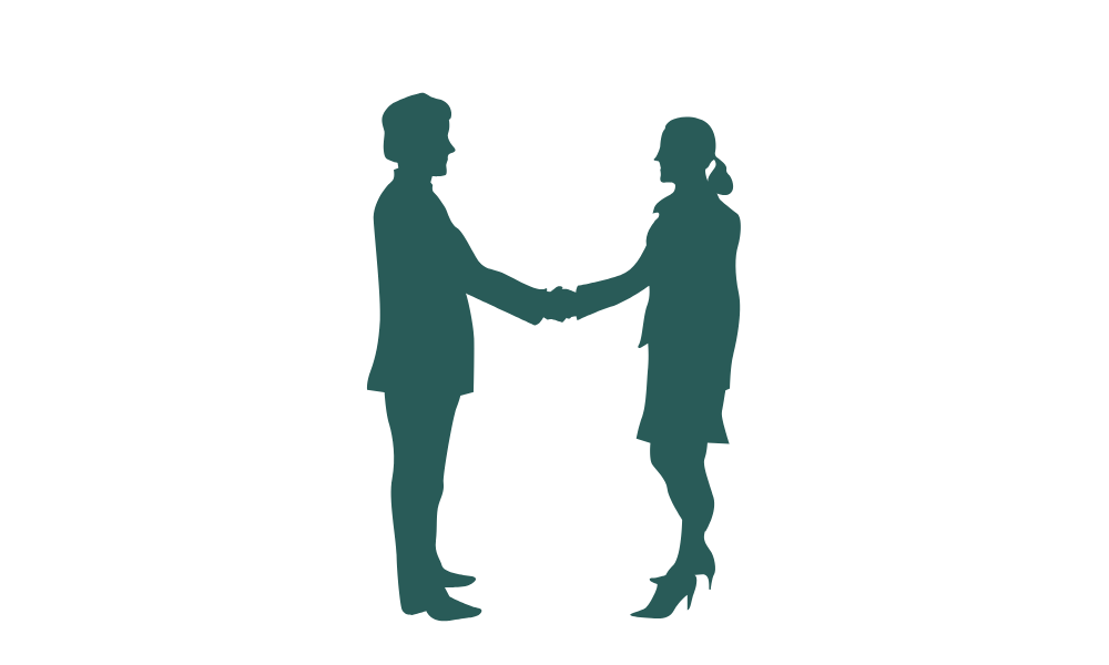 man and woman shaking hands

